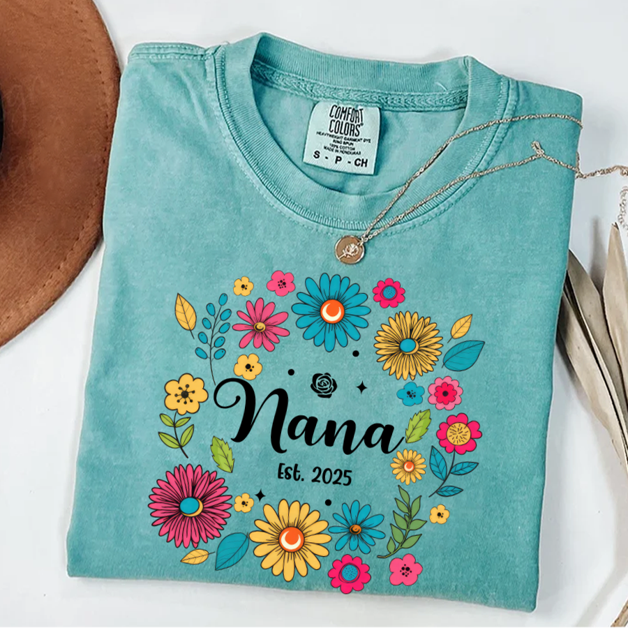Retro Flower Nana Custom Nana And Est Year Shirt