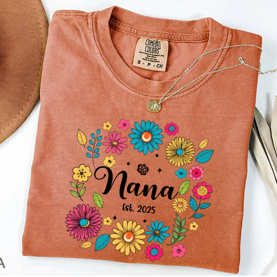 Retro Flower Nana Custom Nana And Est Year Shirt