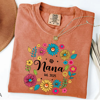 Retro Flower Nana Custom Nana And Est Year Shirt