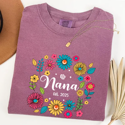Retro Flower Nana Custom Nana And Est Year Shirt