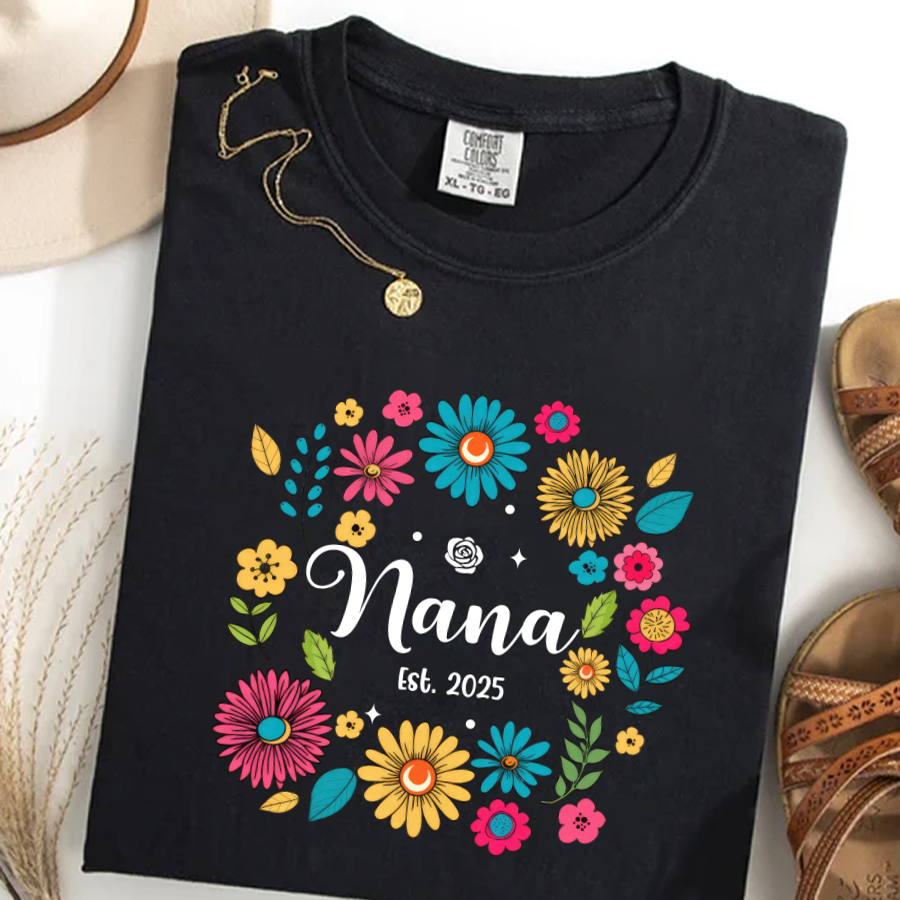 Retro Flower Nana Custom Nana And Est Year Shirt