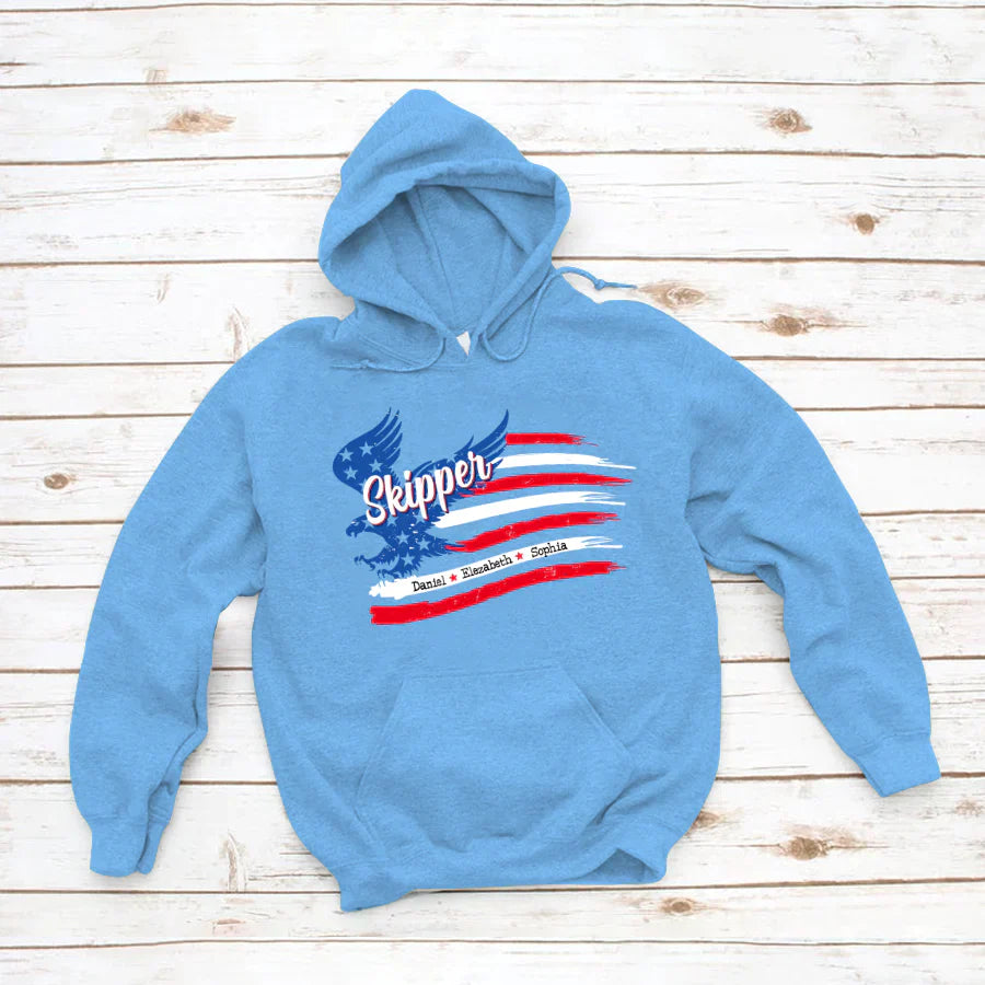 Skipper With Grandkids Names 4th Of July CTL94 Hoodie