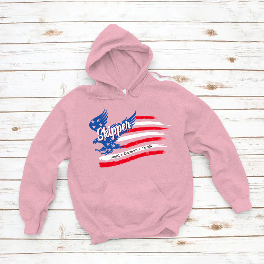 Skipper With Grandkids Names 4th Of July CTL94 Hoodie