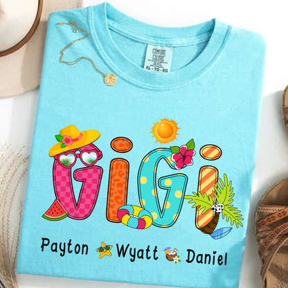 Summer Beach Gigi And Grandkids Personalized Shirt