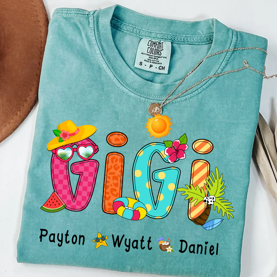 Summer Beach Gigi And Grandkids Personalized Shirt