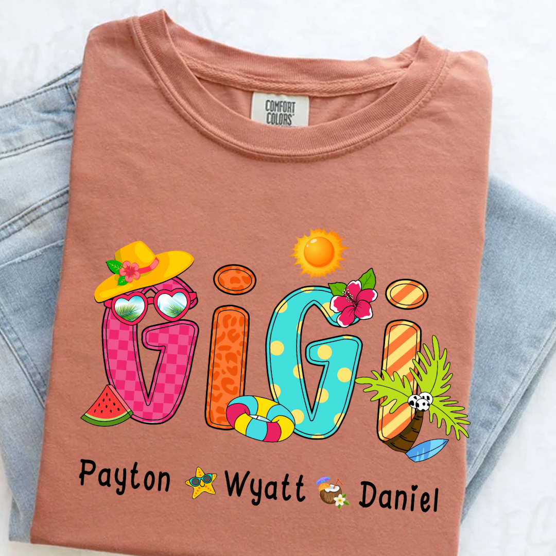Summer Beach Gigi And Grandkids Personalized Shirt