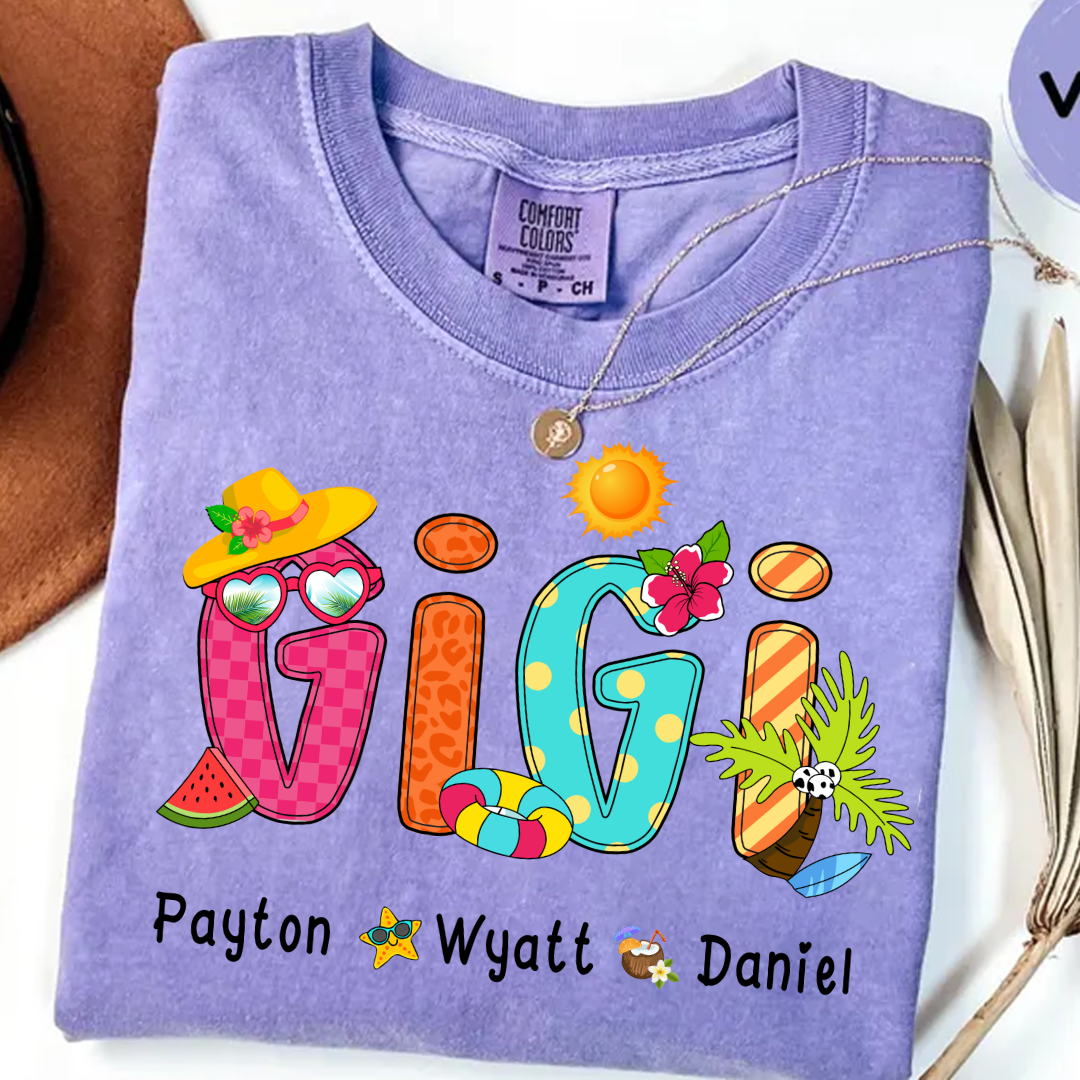 Summer Beach Gigi And Grandkids Personalized Shirt