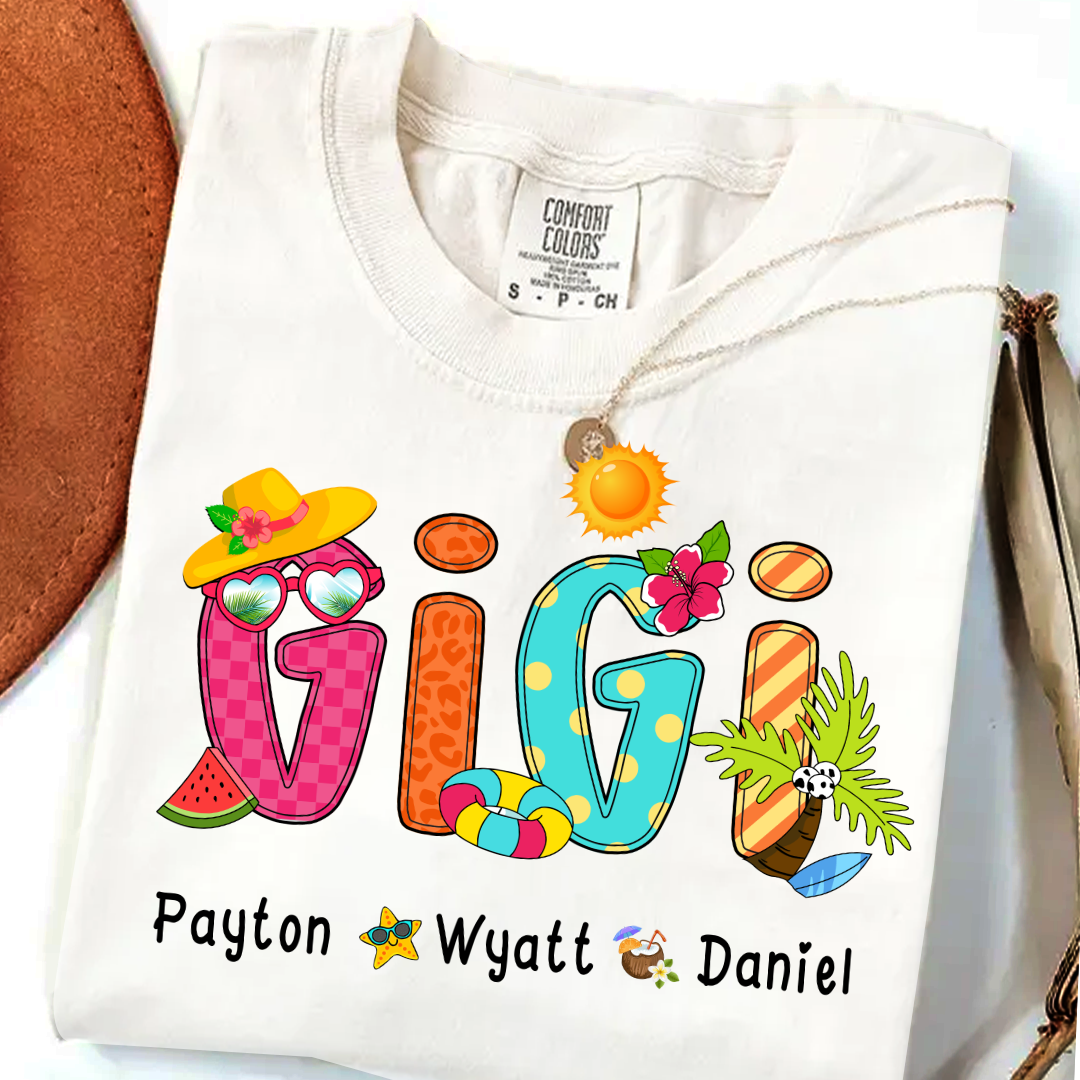 Summer Beach Gigi And Grandkids Personalized Shirt