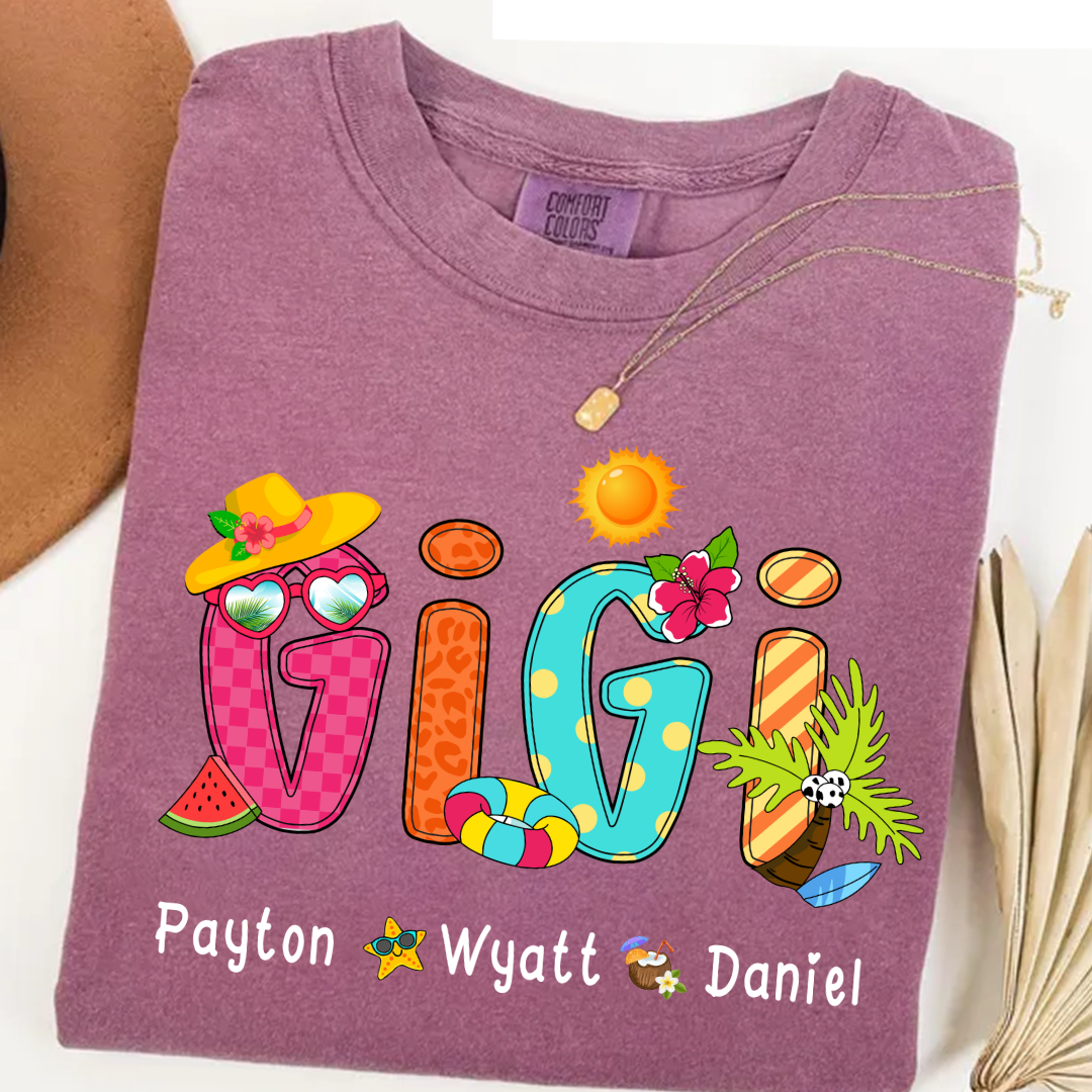 Summer Beach Gigi And Grandkids Personalized Shirt