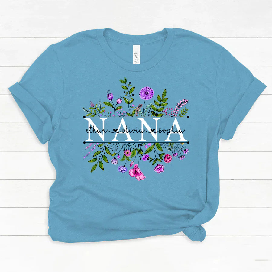 Wildflowers Nana And Grandkids Watercolor Classic Canvas