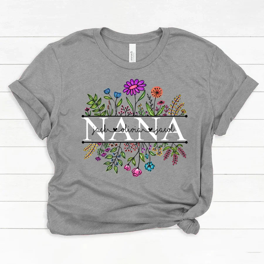 Wildflowers Nana Flower Grandkids Custom Names VTN01 Classic Canvas