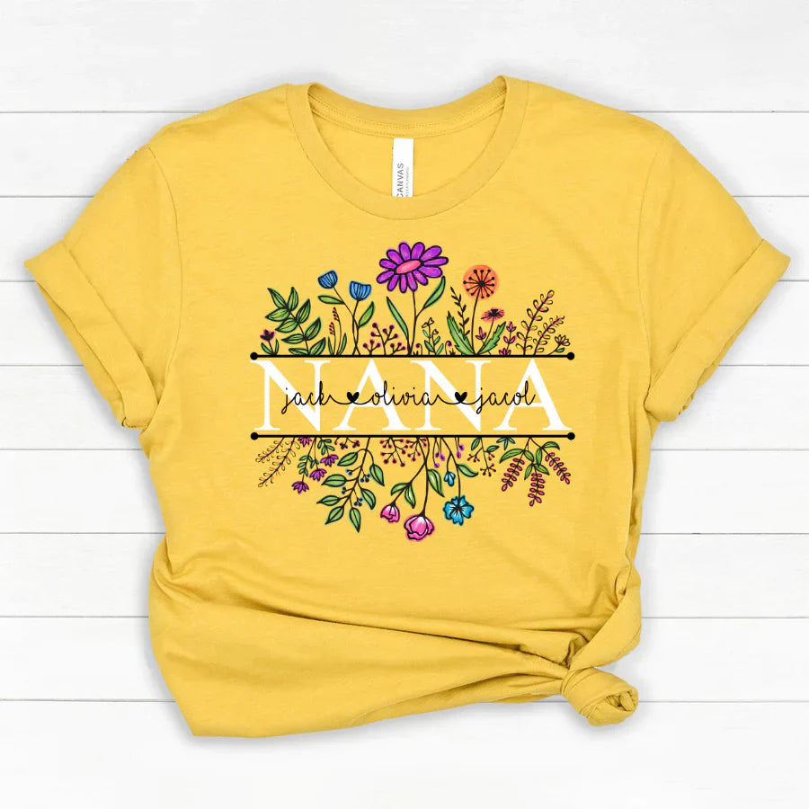 Wildflowers Nana Flower Grandkids Custom Names VTN01 Classic Canvas