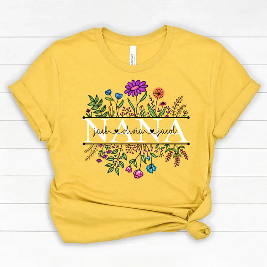 Wildflowers Nana Flower Grandkids Custom Names VTN01 Classic Canvas