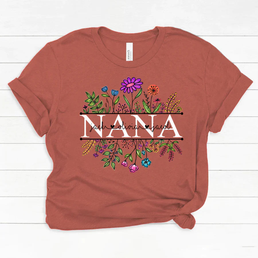 Wildflowers Nana Flower Grandkids Custom Names VTN01 Classic Canvas