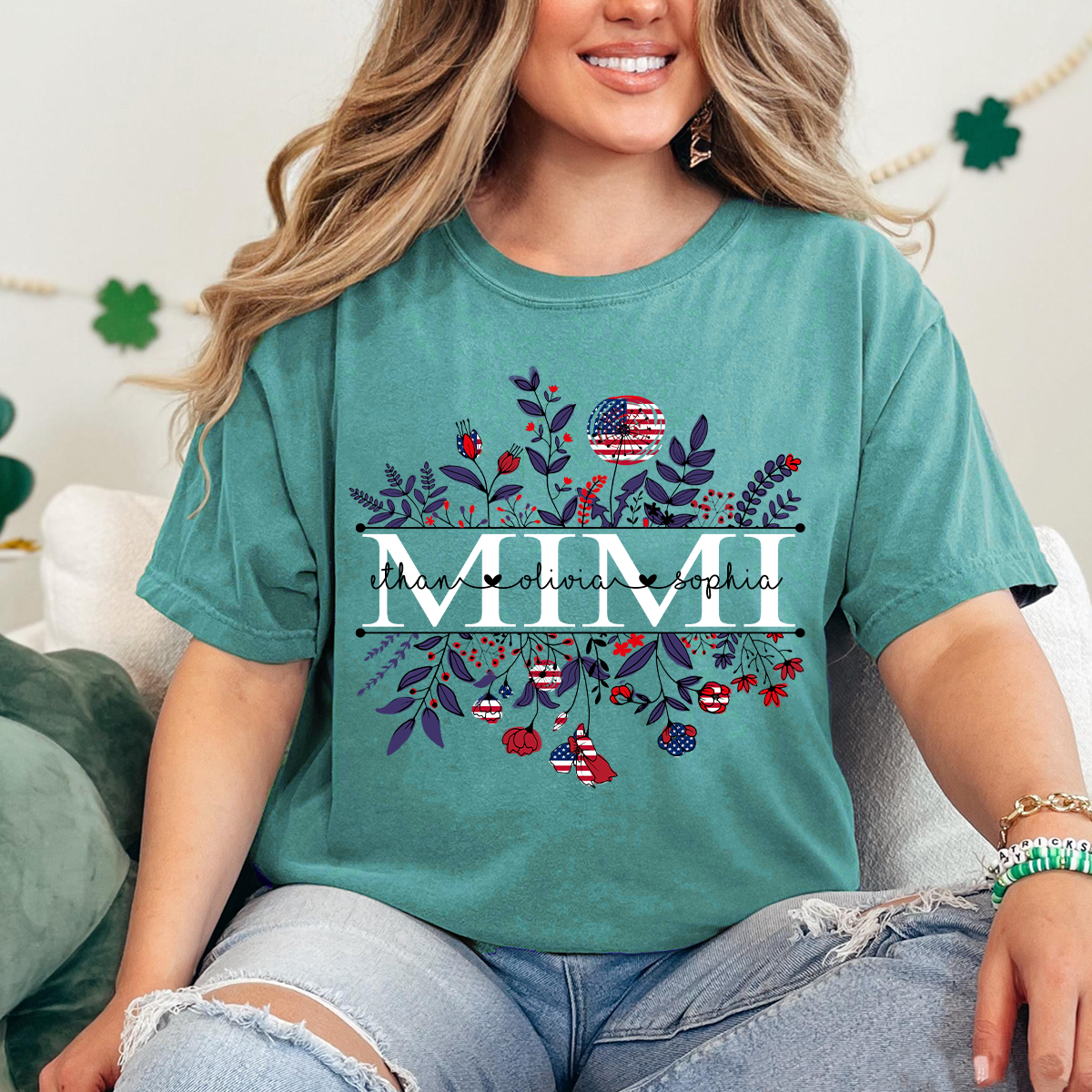Comfort Colors® Mimi Wildflower Flag American And Grandkids Shirt Gift for Grandma