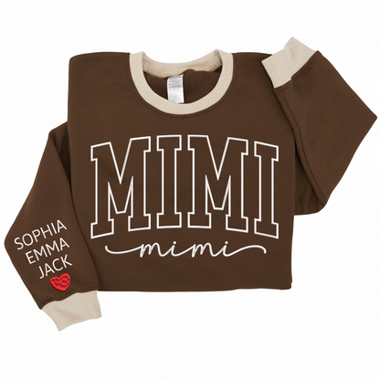 Colorful Crewneck, Custom Mimi Heart Embroidery And Grandkids Sweatshirt Mix