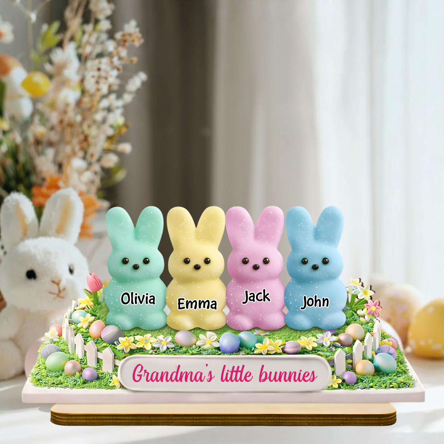 Personalized Easter Bunny Plaque for Grandma - Custom Names of Grandkids, "Grandma's Little Bunnies" Spring Decor