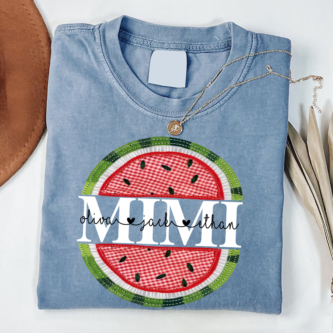 Comfort Colors® Mimi Patchwork Watermelon, Custom Mimi Gift for Grandma, Family Love