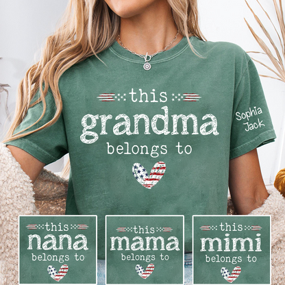 Personalized This Grandma Belongs To Grandma T-shirt with Flag American Design, Grandma Gigi Mama Mimi Shirt for 4th of July, Patriotic Gift for Mother's Day