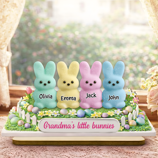 Personalized Easter Bunny Plaque for Grandma - Custom Names of Grandkids, "Grandma's Little Bunnies" Spring Decor