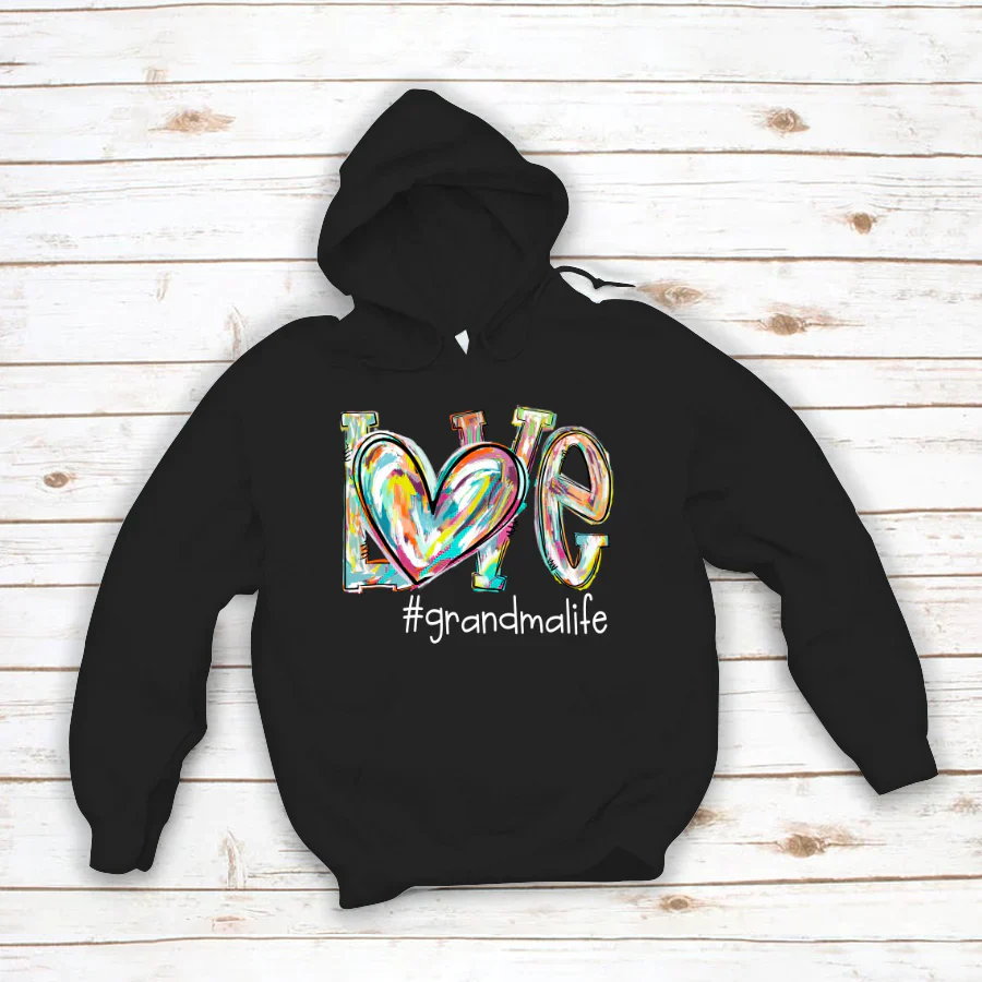 Love Grandma Life Fall Autumn Color Clipart Custom Hoodie