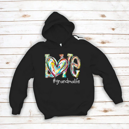 Love Grandma Life Fall Autumn Color Clipart Custom Hoodie