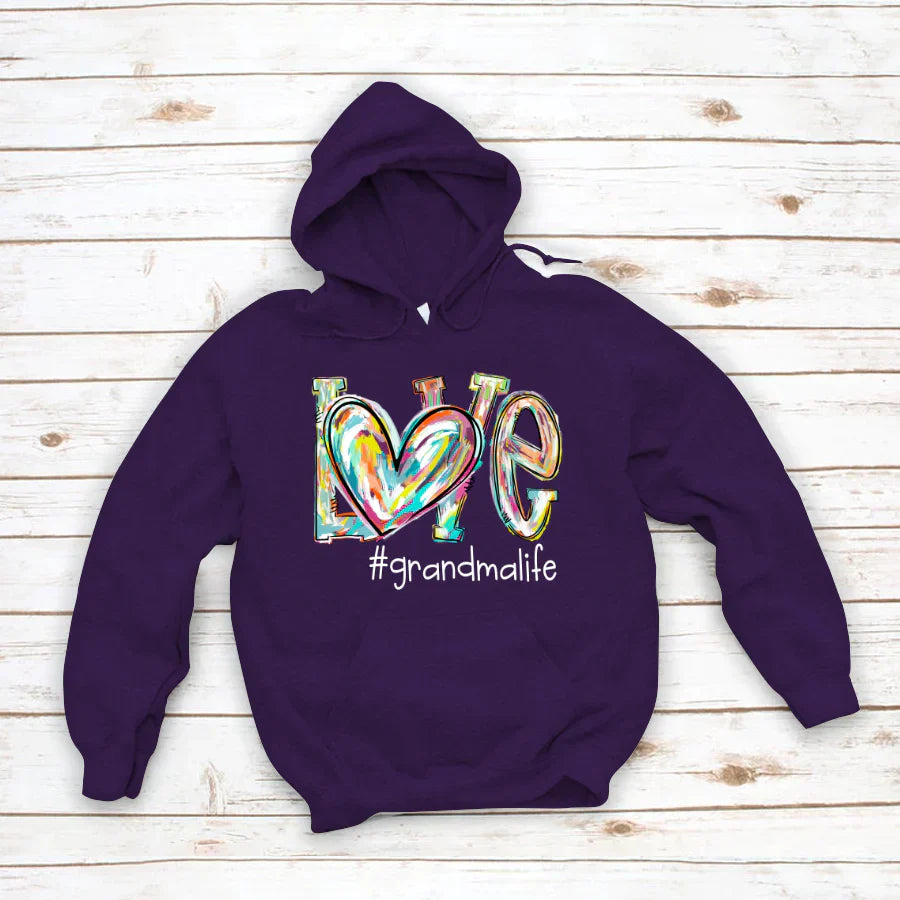 Love Grandma Life Fall Autumn Color Clipart Custom Hoodie