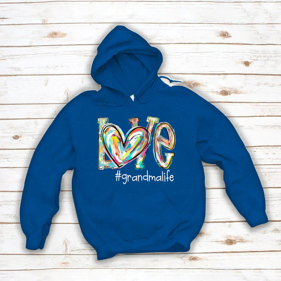 Love Grandma Life Fall Autumn Color Clipart Custom Hoodie