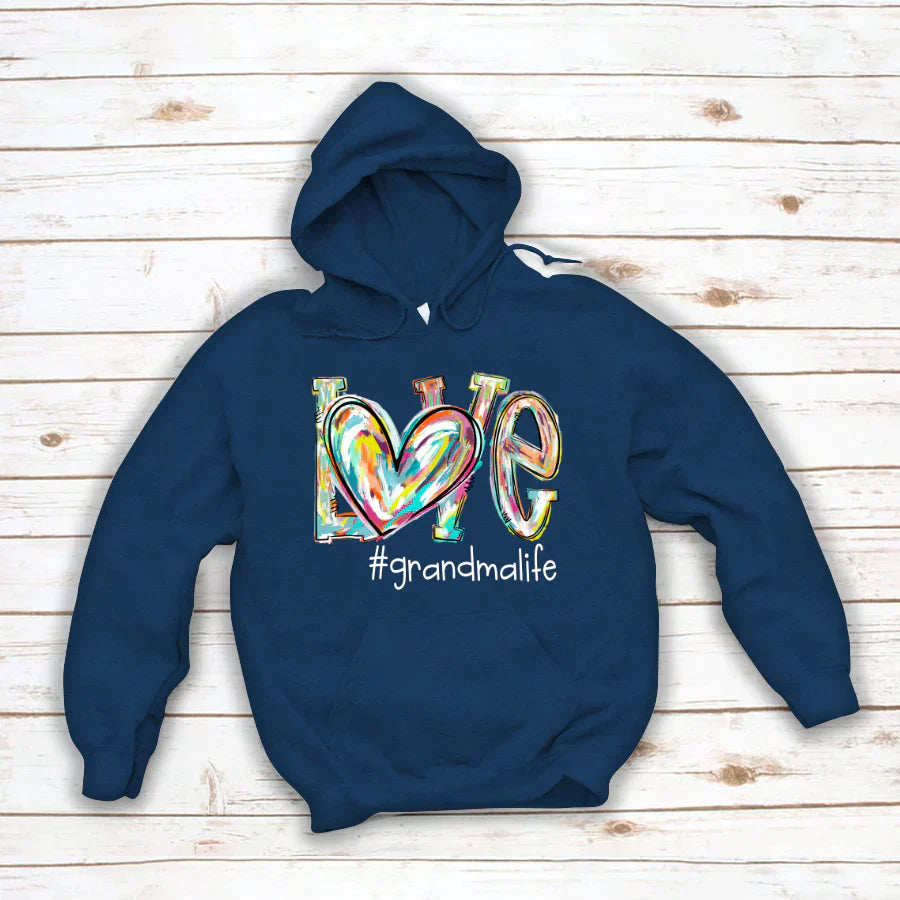 Love Grandma Life Fall Autumn Color Clipart Custom Hoodie