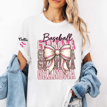 Baseball Grandma, Baseball Bow Grandma Mimi Nana and Grandkids Sports T-shirt