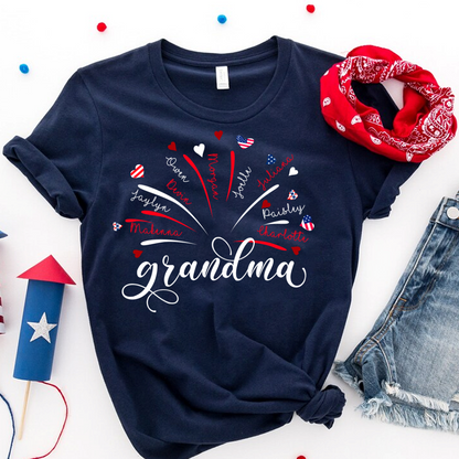 Firework America Flag Grandma And Kids 4th of July Gift