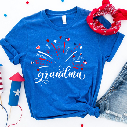 Firework America Flag Grandma And Kids 4th of July Gift