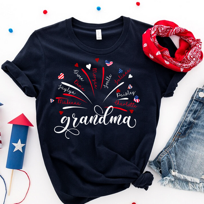 Firework America Flag Grandma And Kids 4th of July Gift