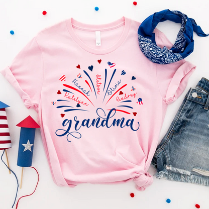Firework America Flag Grandma And Kids 4th of July Gift