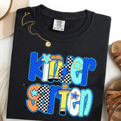 Back to school  First Day Vibes Blue Dalmatian Dot Shirt