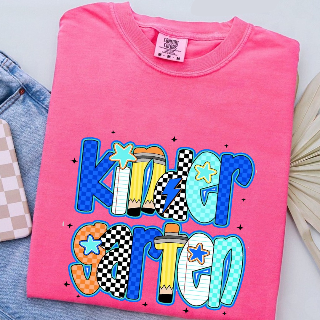 Back to school  First Day Vibes Blue Dalmatian Dot Shirt