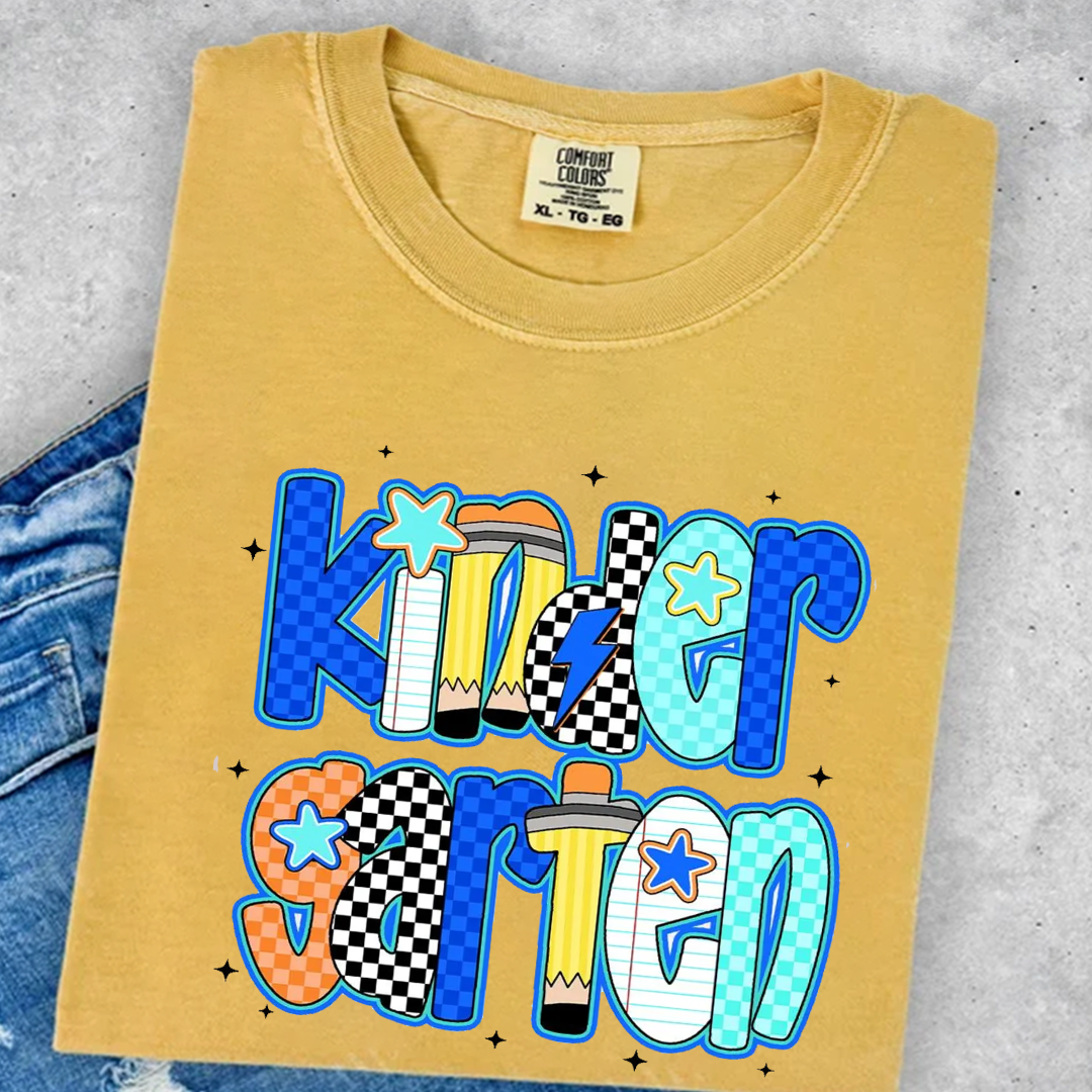 Back to school  First Day Vibes Blue Dalmatian Dot Shirt