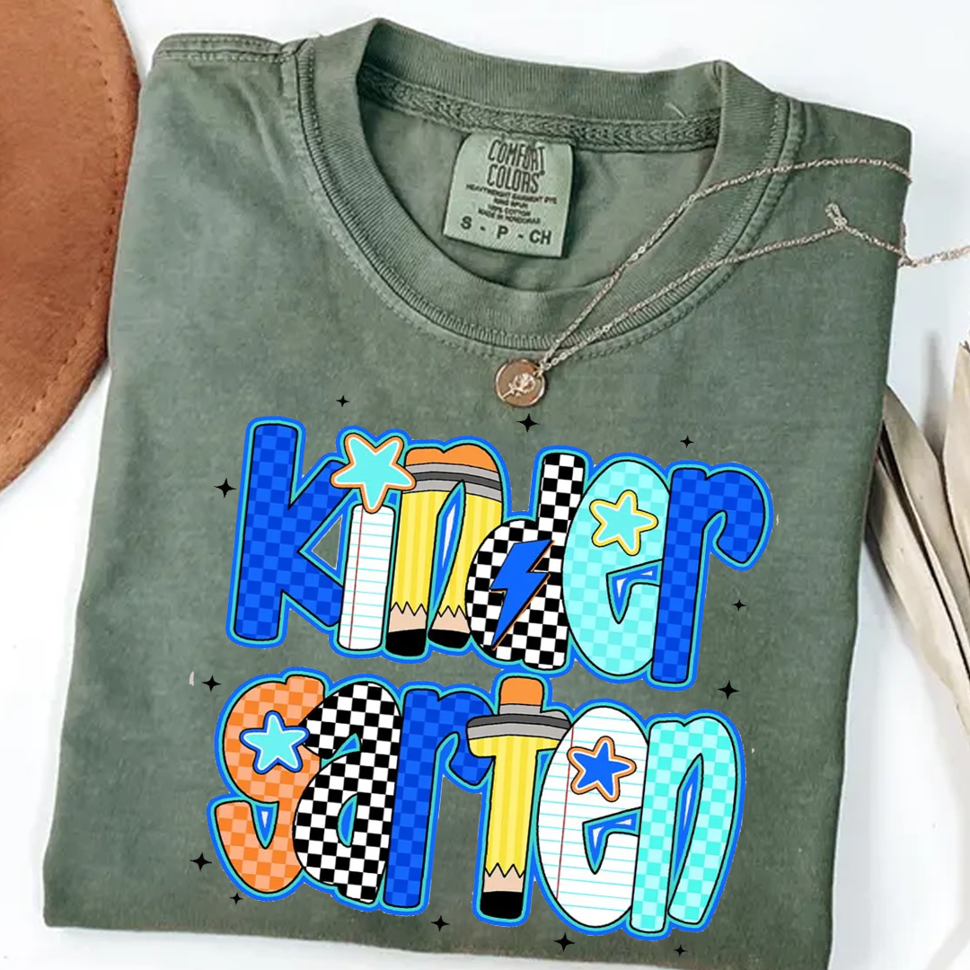 Back to school  First Day Vibes Blue Dalmatian Dot Shirt