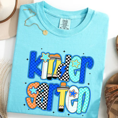 Back to school  First Day Vibes Blue Dalmatian Dot Shirt