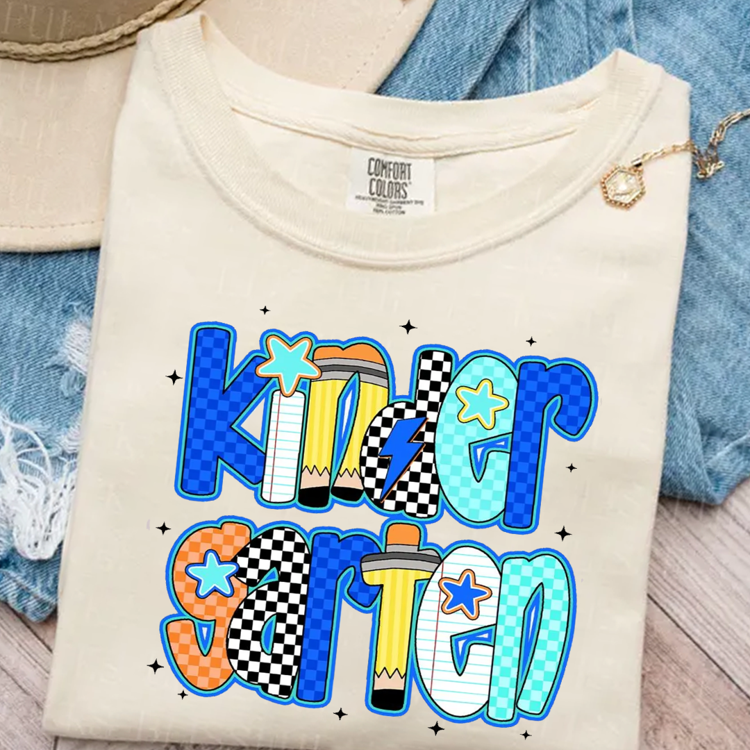 Back to school  First Day Vibes Blue Dalmatian Dot Shirt