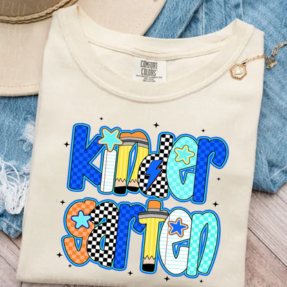 Back to school  First Day Vibes Blue Dalmatian Dot Shirt