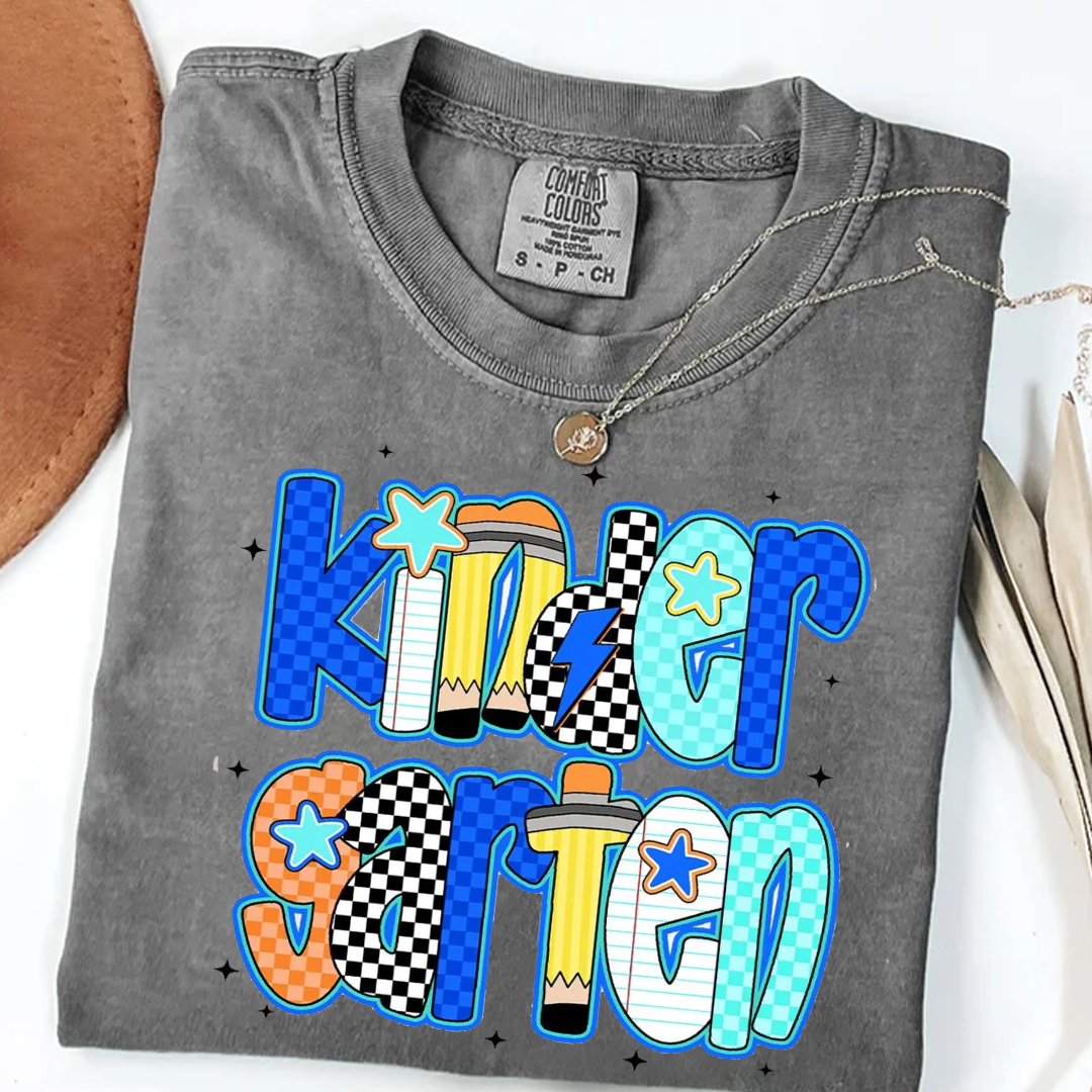 Back to school  First Day Vibes Blue Dalmatian Dot Shirt