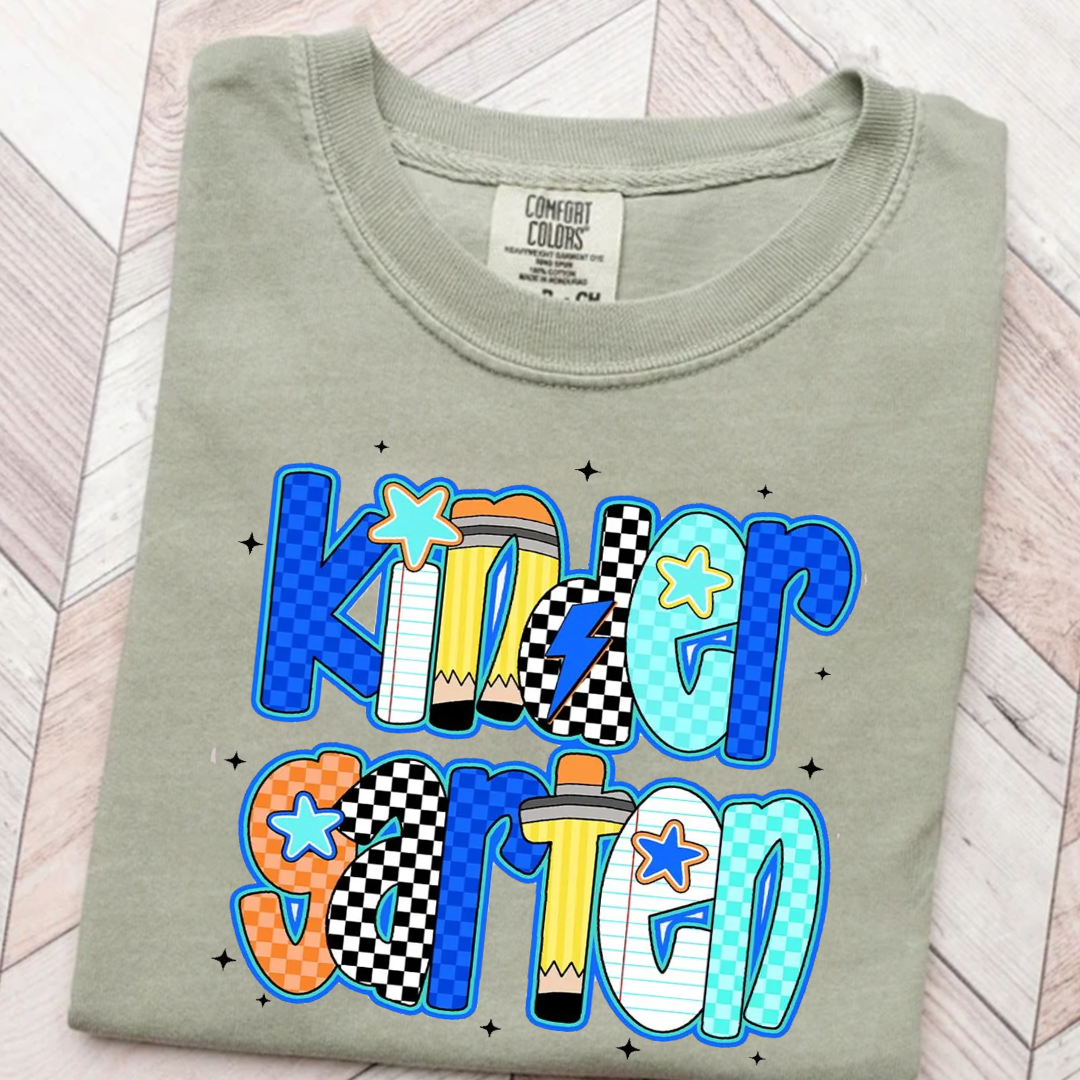 Back to school  First Day Vibes Blue Dalmatian Dot Shirt