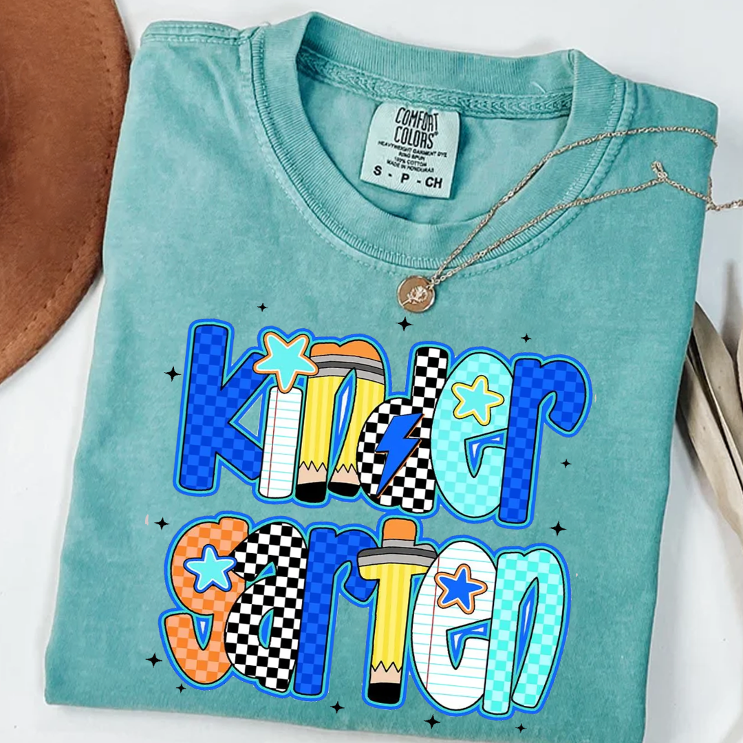 Back to school  First Day Vibes Blue Dalmatian Dot Shirt