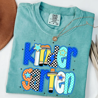 Back to school  First Day Vibes Blue Dalmatian Dot Shirt