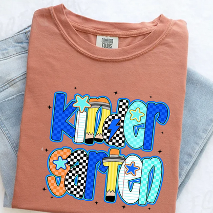 Back to school  First Day Vibes Blue Dalmatian Dot Shirt