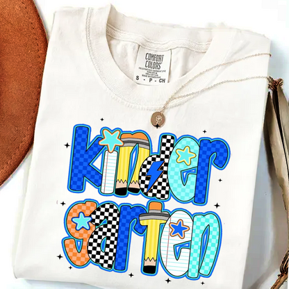 Back to school  First Day Vibes Blue Dalmatian Dot Shirt