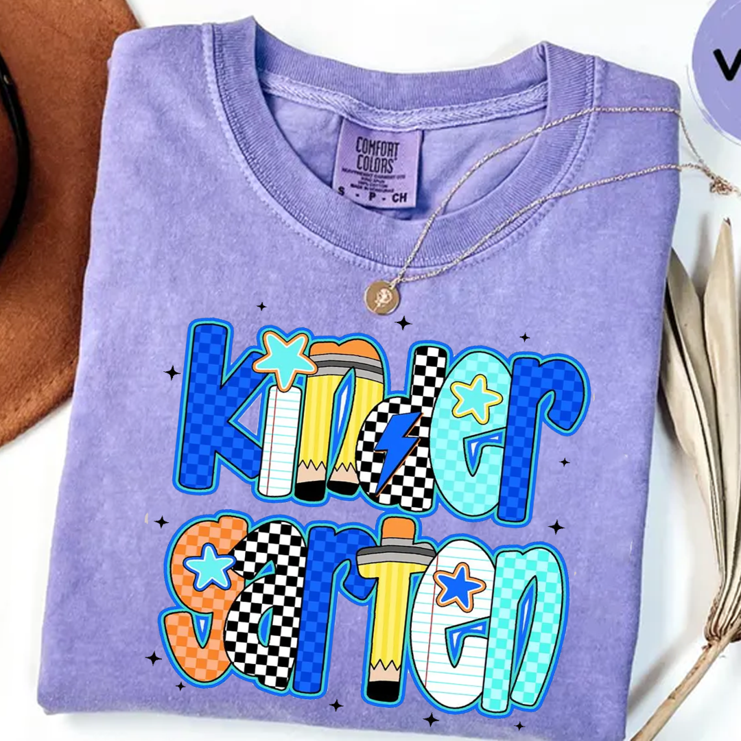 Back to school  First Day Vibes Blue Dalmatian Dot Shirt