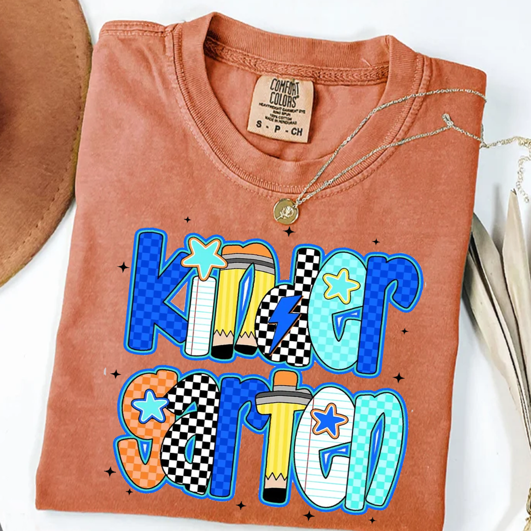 Back to school  First Day Vibes Blue Dalmatian Dot Shirt