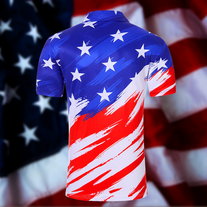 Personalized American Flag Polo Shirt for Papa – Custom Name Patriotic Gift